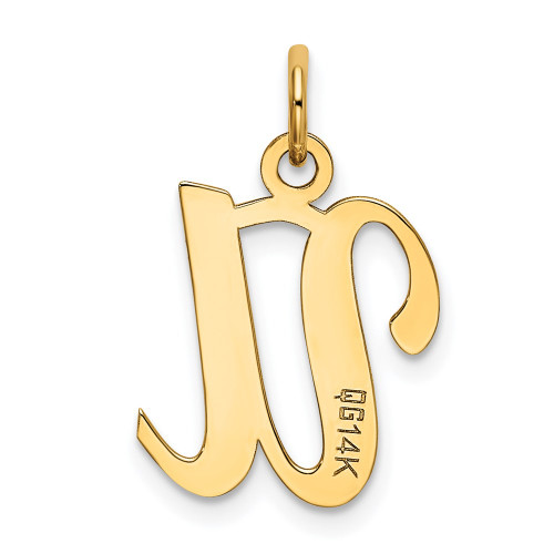 14K Yellow Gold Initial Letter U Charm Pendant - (B11-927)